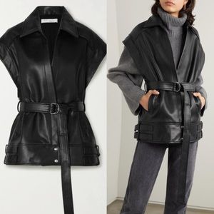 New $1400 Iro Holz Leather Lambskin Moto Vest Jacket Black 40 8